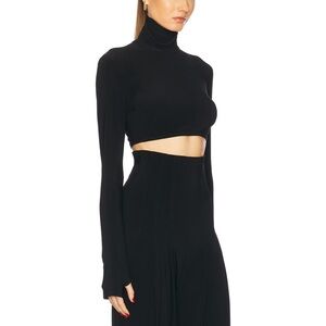 Norma Kamali Black Long Sleeve Crop Top